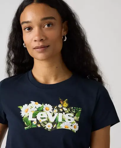 Women's Perfect Graphic Logo Cotton T-Shirt - Daisy Bw Navy Blazer - LEVI'S (1)