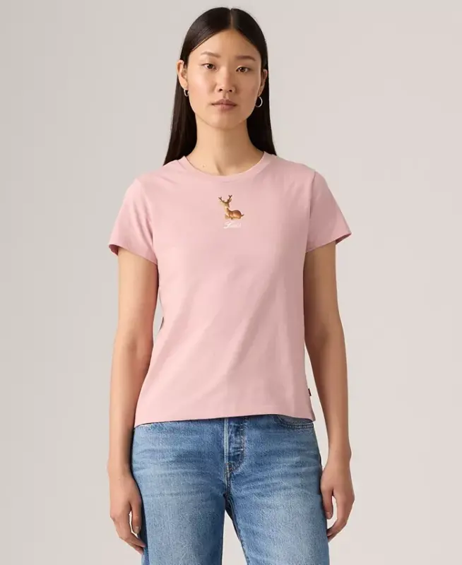 Women's Perfect Graphic Logo Cotton T-Shirt - Deer Figurine Zephyr - 1