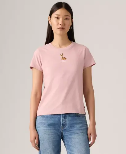 Women's Perfect Graphic Logo Cotton T-Shirt - Deer Figurine Zephyr - 1