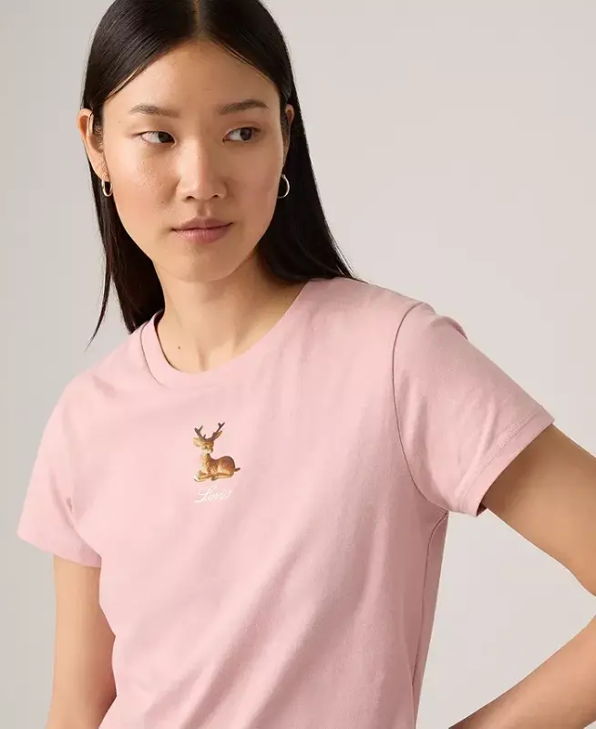 Women's Perfect Graphic Logo Cotton T-Shirt - Deer Figurine Zephyr - 2
