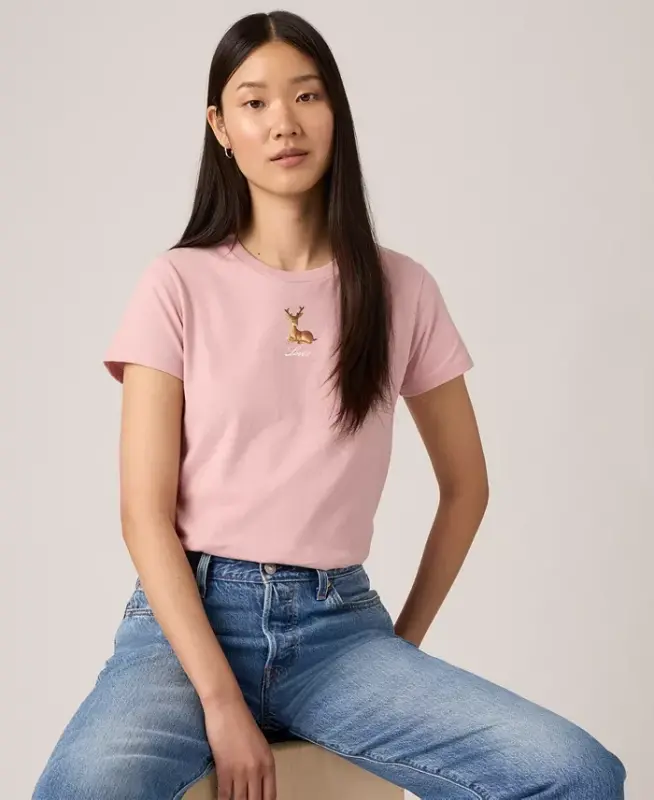 Women's Perfect Graphic Logo Cotton T-Shirt - Deer Figurine Zephyr - 3