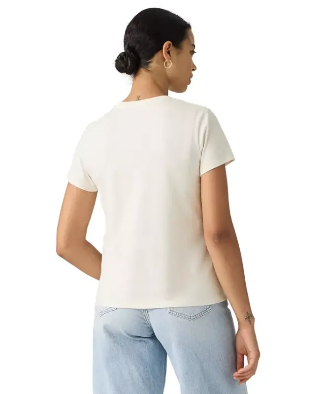 Women's Perfect Graphic Logo Cotton T-Shirt - Emb Rose Bw Egret - 3