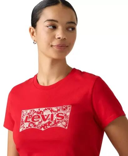 Women's Perfect Graphic Logo Cotton T-Shirt - Floral Bandana Bw True Red - Levi's (1)