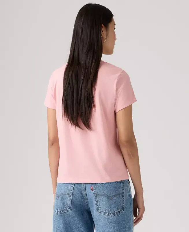 Women's Perfect Graphic Logo Cotton T-Shirt - Floral Emb Bw Coral Blush - 3