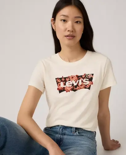 Women's Perfect Graphic Logo Cotton T-Shirt - Gab Rose Bw Fill Egret - LEVI'S (1)