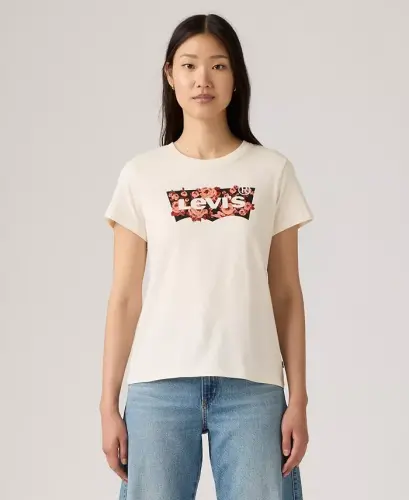 Women's Perfect Graphic Logo Cotton T-Shirt - Gab Rose Bw Fill Egret 