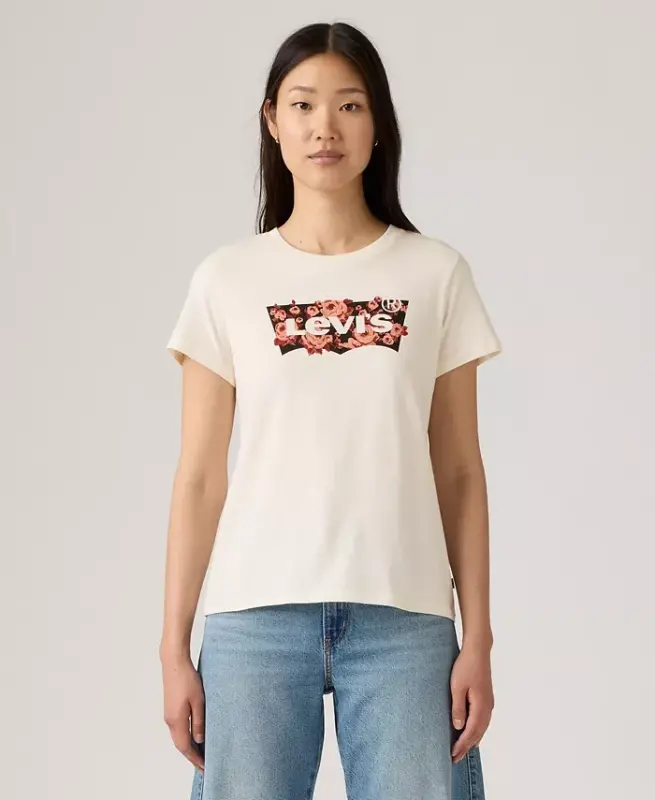 Women's Perfect Graphic Logo Cotton T-Shirt - Gab Rose Bw Fill Egret - 1