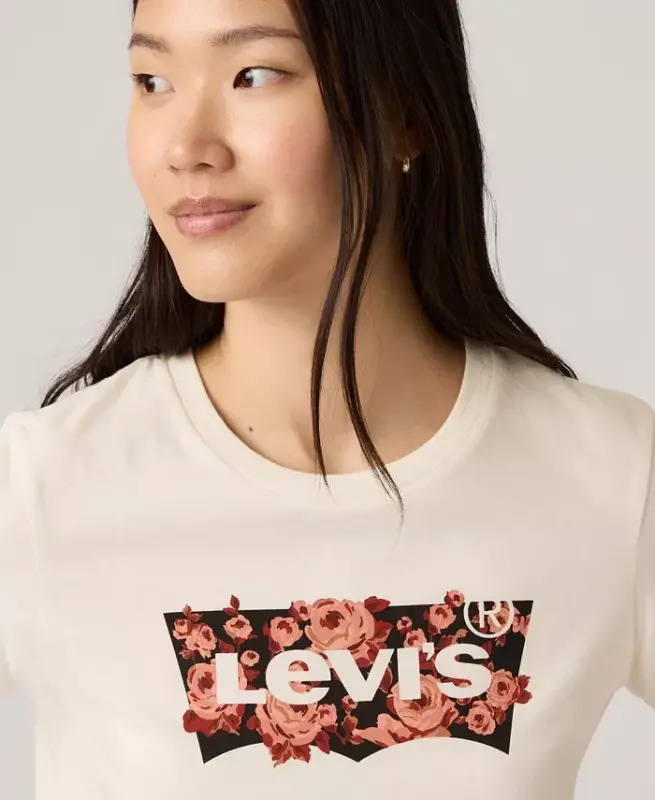 Women's Perfect Graphic Logo Cotton T-Shirt - Gab Rose Bw Fill Egret - 3