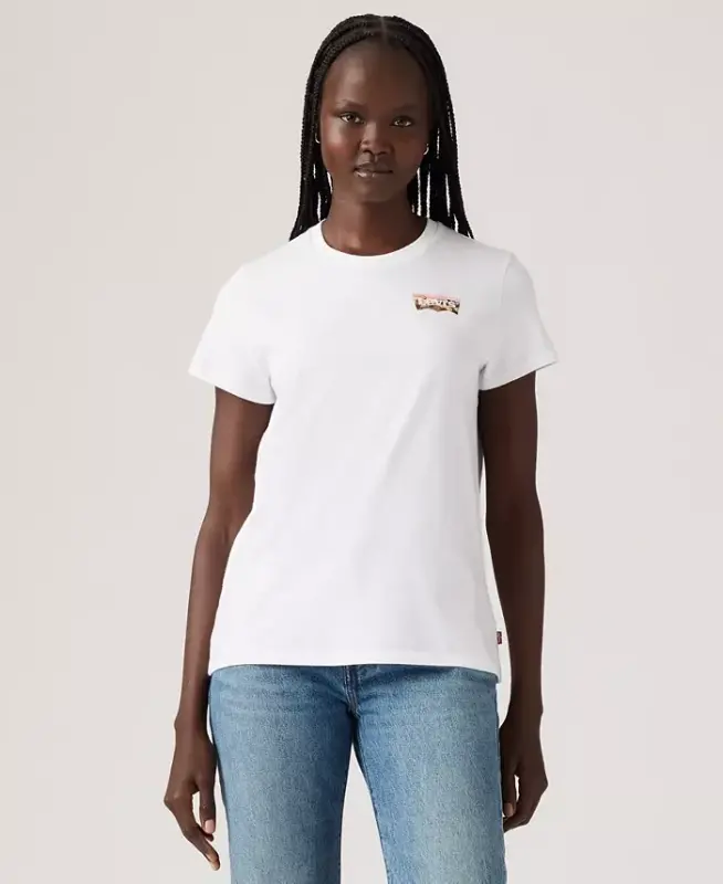 Women's Perfect Graphic Logo Cotton T-Shirt - Joshua Tree Scenic Bw Fill Bright White - LEVI'S