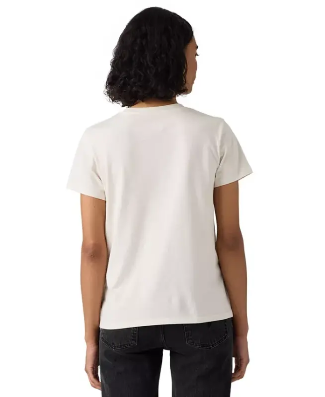 Women's Perfect Graphic Logo Cotton T-Shirt - Levis Denim Boots Egret - 3