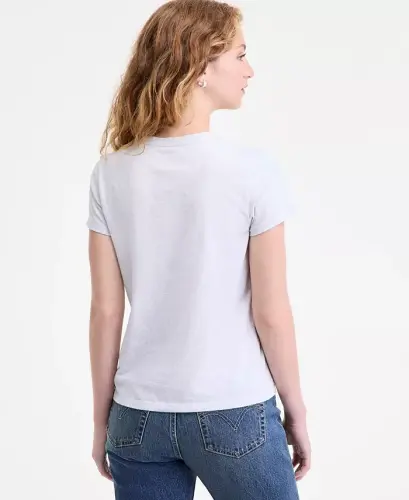 Women's Perfect Graphic Logo Cotton T-Shirt - Moody Cowboy Hat Orbit Heather - 3