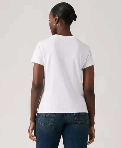 Women's Perfect Graphic Logo Cotton T-Shirt - Orange Farm Bw Bright White - 4