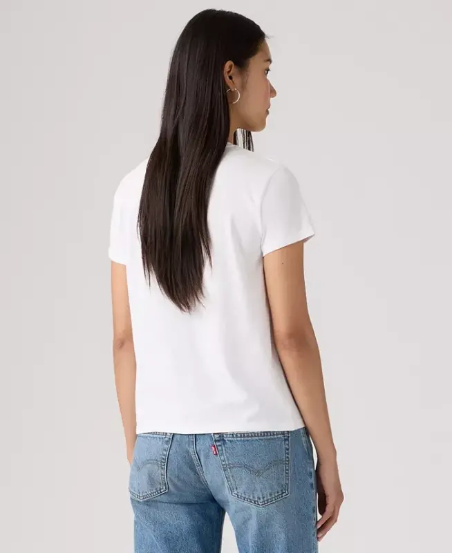 Women's Perfect Graphic Logo Cotton T-Shirt - P2_blake Brushstroke Bw Fill Bright White - 2