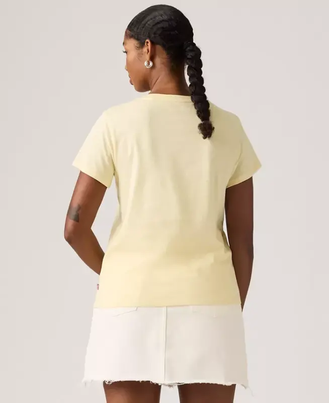 Women's Perfect Graphic Logo Cotton T-Shirt - P2_blake Brushstroke Bw Fill French Vanilla - 3