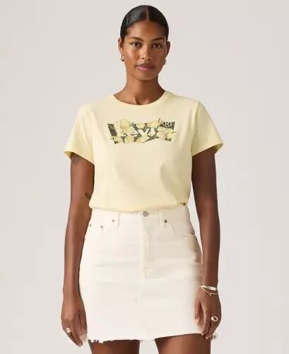Women's Perfect Graphic Logo Cotton T-Shirt - P2_blake Brushstroke Bw Fill French Vanilla - 1
