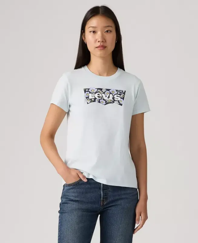 Women's Perfect Graphic Logo Cotton T-Shirt - P2 Bw Fill Color Option Country Air - LEVI'S