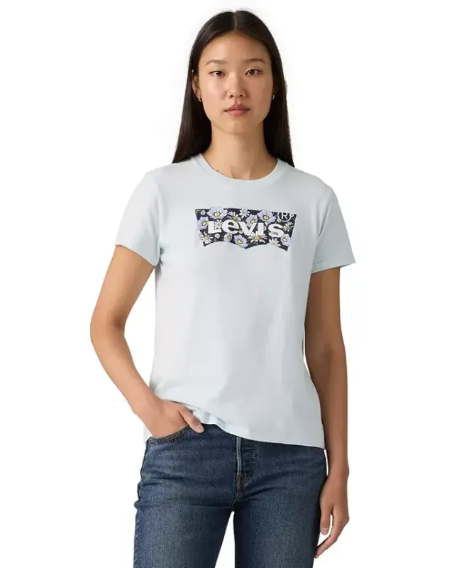 Women's Perfect Graphic Logo Cotton T-Shirt - P2 Bw Fill Color Option Country Air - 5