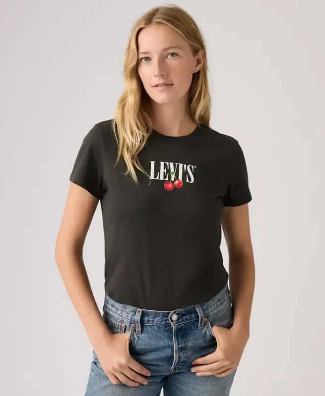 Women's Perfect Graphic Logo Cotton T-Shirt - P2_disco Cherries Pirate Black - LEVI'S