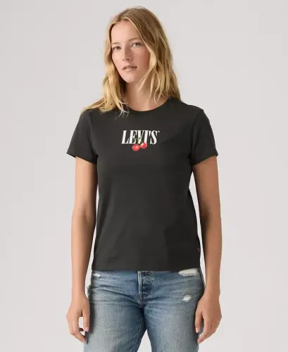 Women's Perfect Graphic Logo Cotton T-Shirt - P2_disco Cherries Pirate Black - 3