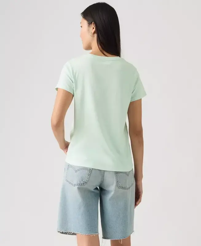 Women's Perfect Graphic Logo Cotton T-Shirt - P2_floral Bw Chest Hit Pale Blue - 3