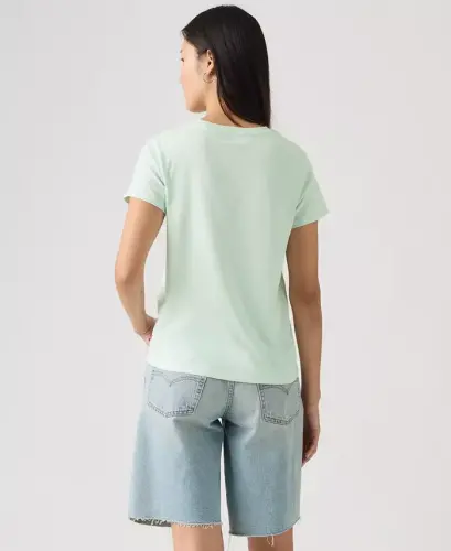 Women's Perfect Graphic Logo Cotton T-Shirt - P2_floral Bw Chest Hit Pale Blue - 3