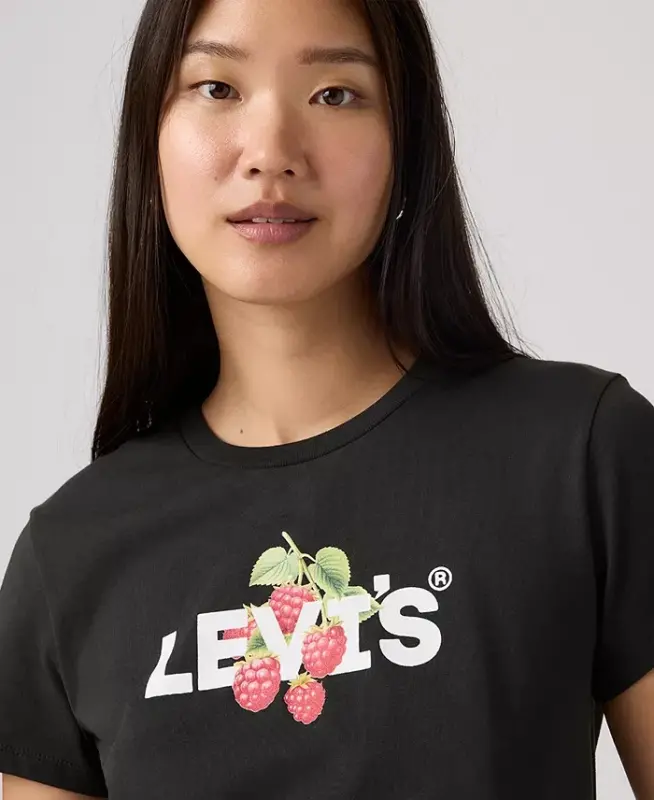 Women's Perfect Graphic Logo Cotton T-Shirt - Raspberry Hl Logo Pirate Black - 2