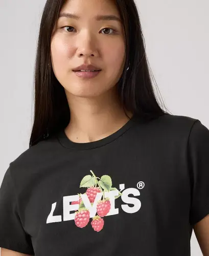 Women's Perfect Graphic Logo Cotton T-Shirt - Raspberry Hl Logo Pirate Black - LEVI'S (1)