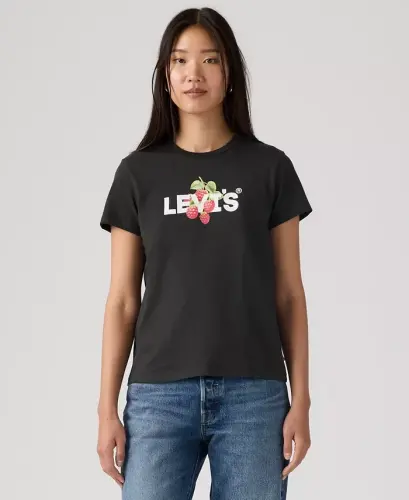 Women's Perfect Graphic Logo Cotton T-Shirt - Raspberry Hl Logo Pirate Black - 4