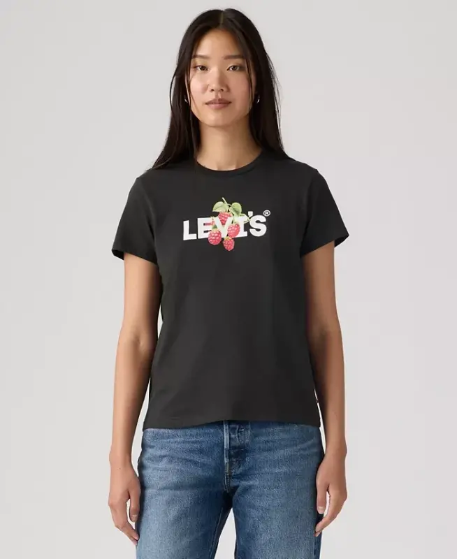 Women's Perfect Graphic Logo Cotton T-Shirt - Raspberry Hl Logo Pirate Black - 4