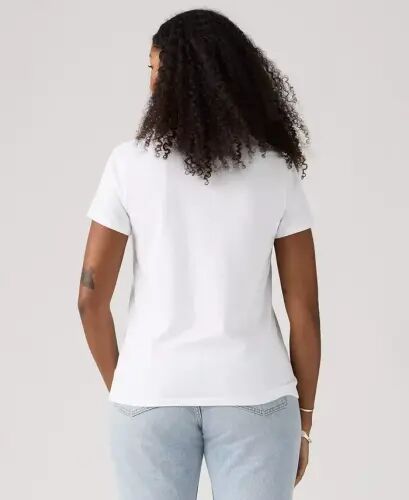 Women's Perfect Graphic Logo Cotton T-Shirt - Serif Stud Outline Bright White - Levi's (1)