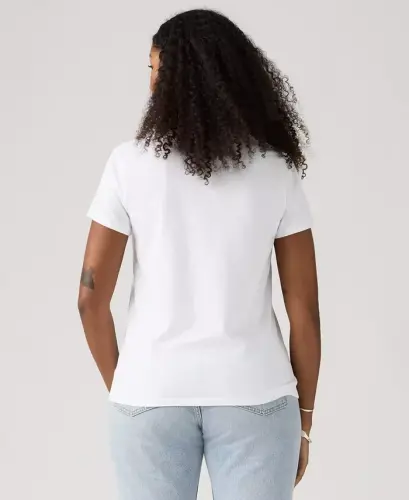 Women's Perfect Graphic Logo Cotton T-Shirt - Serif Stud Outline Bright White - LEVI'S (1)