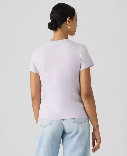 Women's Perfect Graphic Logo Cotton T-Shirt - Serif Stud Outline Lavender Blue - 2