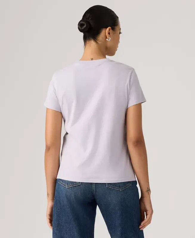 Women's Perfect Graphic Logo Cotton T-Shirt - Serif Synth Lavender Blue - 2