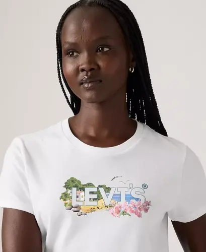 Women's Perfect Graphic Logo Cotton T-Shirt - White Logo - 3