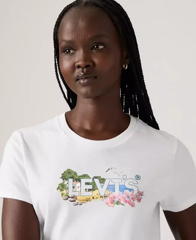 Women's Perfect Graphic Logo Cotton T-Shirt - White Logo - 3