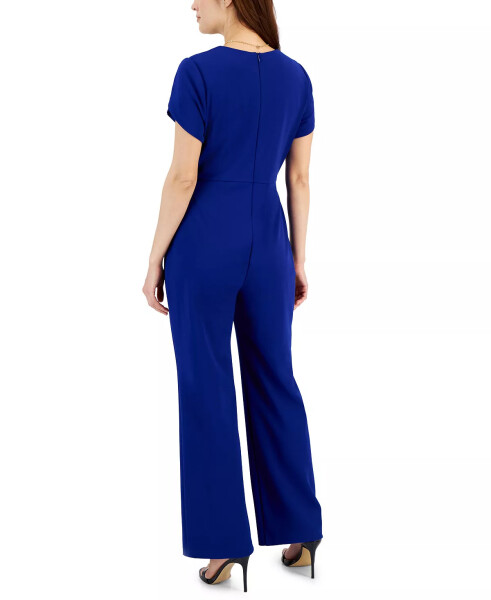 Women's Petal-Sleeve Tie-Waist Square-Neck Jumpsuit Cobalt Blue - 2