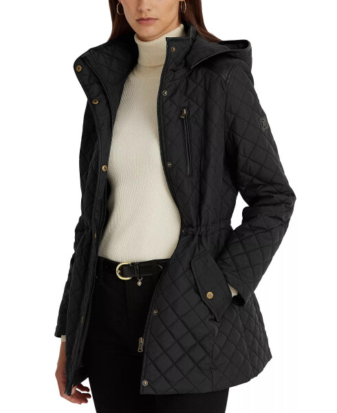 Women's Petite Hooded Quilted Coat, Created by Modazone Black - 3