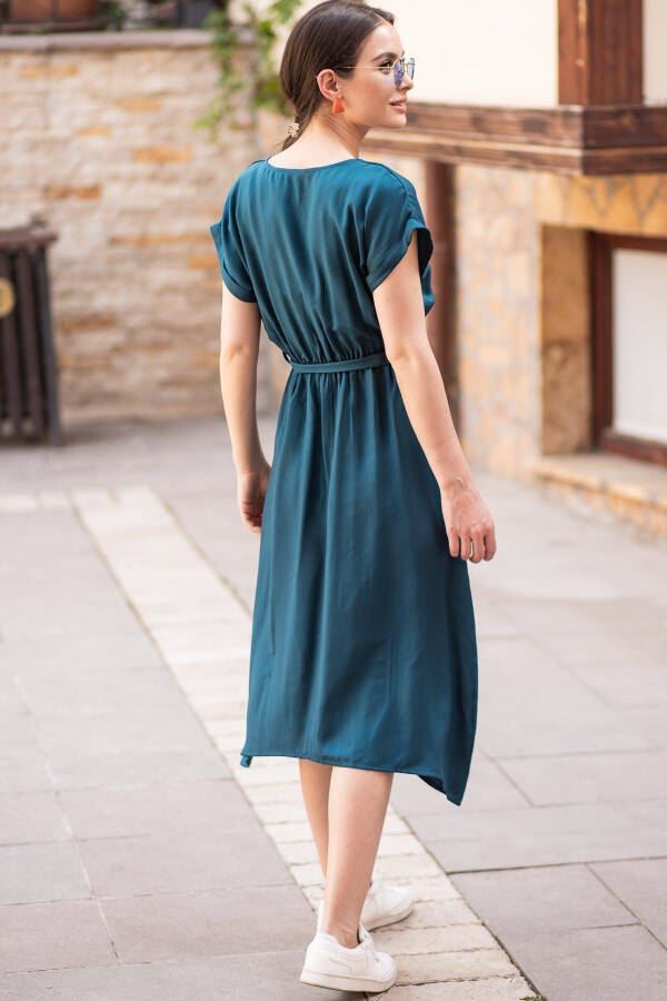 Women's Petrol Waist Elastic Tie Dress ARM-19Y001060 - 4