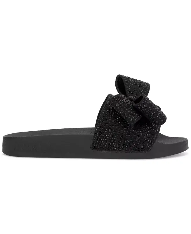 Women's Peymin Pool Slides, Created for Modazone-Black Bow - 2