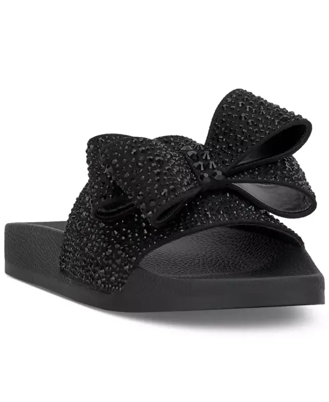 Women's Peymin Pool Slides, Created for Modazone-Black Bow - I.N.C. INTERNATIONAL CONCEPTS