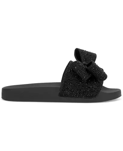 Women's Peymin Pool Slides, Created for Modazone-Black Bow - 2