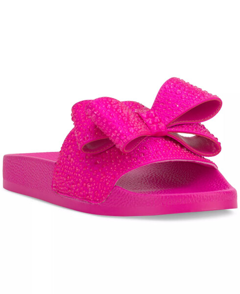 Women's Peymin Pool Slides, Created for Modazone Fuchsia Bow - 1