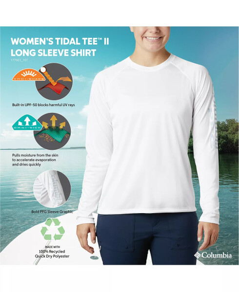 Women's PFG Tidal Tee II Omni-Shade™ T-Shirt White, Cirrus Grey Logo - 3