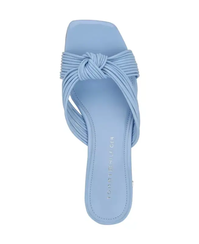 Women's Philie Knotted Crisscross Block Heel Sandals - Blue Patent - 4