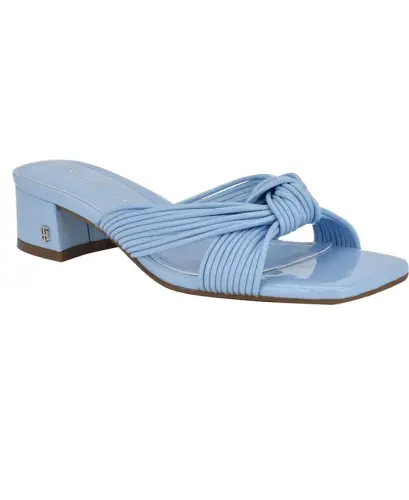 Women's Philie Knotted Crisscross Block Heel Sandals - Blue Patent 