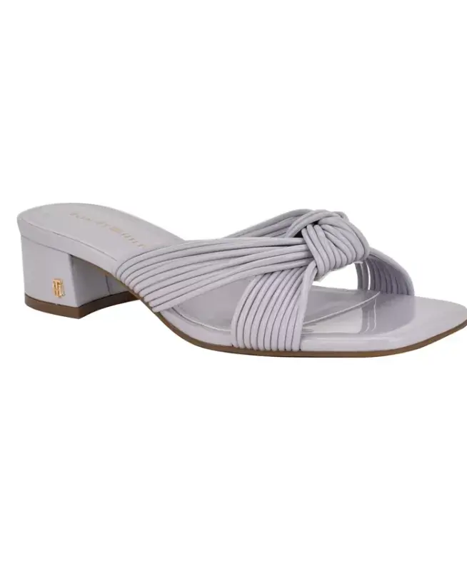 Women's Philie Knotted Crisscross Block Heel Sandals - Light Lavendar Patent - 1