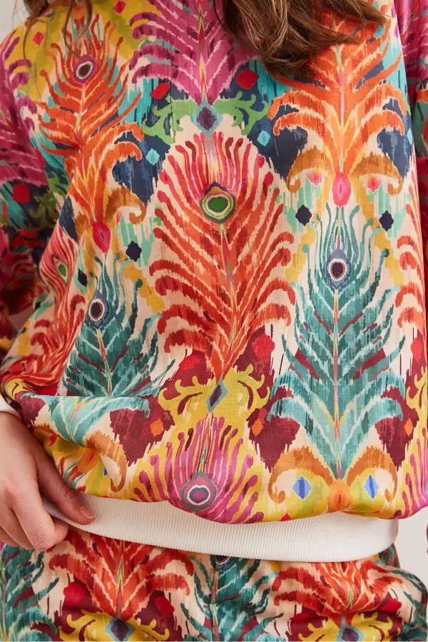 Women's Pine Multicolor Basic Soft Touch Oversized Sweatshirt SWT-19000457 - 6