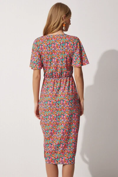 Women's Pink Floral Wrap Summer Dress MC0 - 6