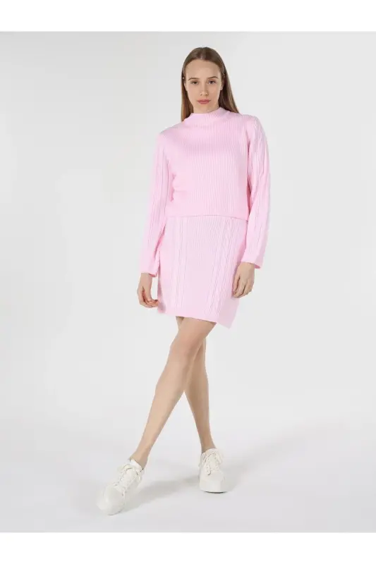 Women's pink knit skirt - 3