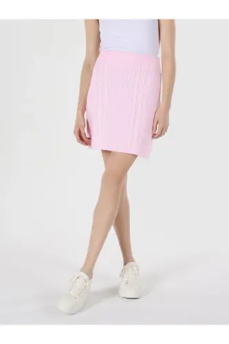 Women's pink knit skirt - 4